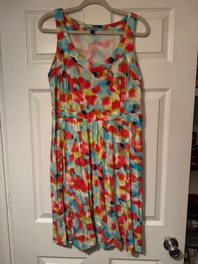 Cynthia Rowley Sz Large Multicolor Watercolor Scoop Neck Tank Dress